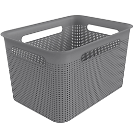 Aufbewahrungsbox Rotho BRISEN, Volumen 16 l, Lochstruktur, stapelbar, ohne Deckel, L 360 x B 262 x H 211 mm, Recycling-PP, anthrazit
