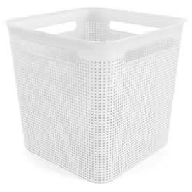 Aufbewahrungsbox Rotho BRISEN, Volumen 18 l, quadratisch, Lochstruktur, stapelbar, ohne Deckel, L 291 x B 291 x H 281 mm, Recycling-PP, weiss