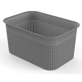 Aufbewahrungsbox Rotho BRISEN, Volumen 4,5 l, Lochstruktur, stapelbar, ohne Deckel, L 262 x B 180 x H 130 mm, Recycling-PP, anthrazit