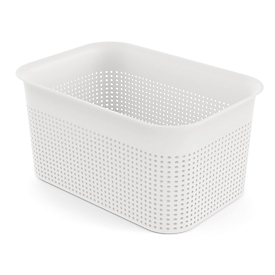 Aufbewahrungsbox Rotho BRISEN, Volumen 4,5 l, Lochstruktur, stapelbar, ohne Deckel, L 262 x B 180 x H 130 mm, Recycling-PP, weiss