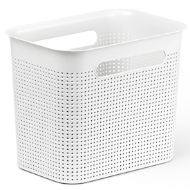 Aufbewahrungsbox Rotho BRISEN, Volumen 7 l, hoch & schmal, Lochstruktur, stapelbar, ohne Deckel, L 262 x B 180 x H 211 mm, Recycling-PP, weiss