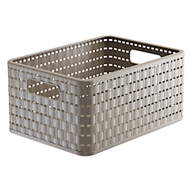 Aufbewahrungskorb Rotho COUNTRY, Volumen 11 l, Format A5+, ohne Deckel, stapelbar, L 328 x B 238 x H 160 mm, PP, cappuccino