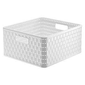 Aufbewahrungskorb Rotho COUNTRY, Volumen 14 l, quadratisch, stapelbar, ohne Deckel, L 328 x B 300 x H 160 mm, PP, weiss