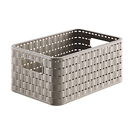 Aufbewahrungskorb Rotho COUNTRY, Volumen 6 l, Format A5, ohne Deckel, stapelbar, L 280 x B 185 x H 126 mm, PP, cappuccino