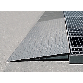 Auffahrrampe für asecos Bodenelemente mit B 500 x H 125 mm, Stahl verzinkt, B 450 x T 1120 mm