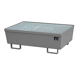 Auffangwanne BAUER AM-2, mit Gitterrost, Stahl, 225 l, B 1200 x T 800 x H 415 mm, grau