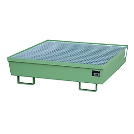 Auffangwanne BAUER AM-4/A, mit Gitterrost, Stahl, 245 l, B 1200 x T 1200 x H 335 mm, grün