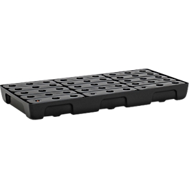 Auffangwanne für Kleingebinde CEMO 10/5, Volumen 27 l, für Regalfachmass 1000 x 500 mm, mit Gitterrost, mit Zulassung, stapelbar, Polyethylen, schwarz