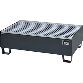 Auffangwanne Schäfer Shop Pure 2/200, mit verzinktem Gitterrost, L 1200 x B 800 x H 365 mm, unterfahrbar, Stahl, anthrazit RAL 7016