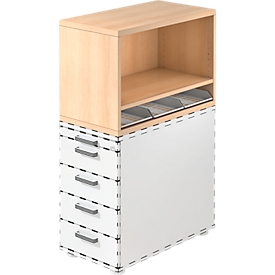 Aufsatzregal , für Standcontainer, 1 Fachboden, Eiche-Dekor