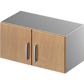 Aufsatzschrank TETRIS SOLID, Stahlkorpus, 1 OH, B 800 mm, Buche-Dekor/weißalu