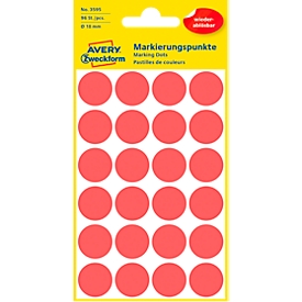 Avery markeringspunten 3595, verwijderbaar, 96 st., Ø 18 mm, rood