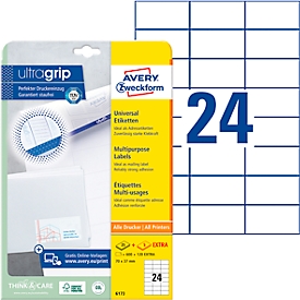 AVERY Universele etiketten  6173, 70 x 37 mm, 600 + 120 stuks.