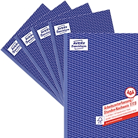 Avery Zweckform 1773-5 Urenstaat, formaat A4, 5 boeken met elk 2 x 40 vellen, FSC® papier, 5 stuks, wit/geel