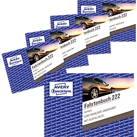 Avery Zweckform 222-5 rittenboek voor auto's, A6 liggend, 40 vellen, pak van 4 + 1 gratis