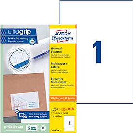 AVERY Zweckform 3478-200 Étiquettes universelles, ultragrip, 210 x 297 mm