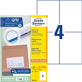 AVERY Zweckform 3483-200 Universele etiketten, ultragrip, 105 x 148 mm, DP INTERNETMARKE geschikt