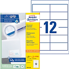 AVERY Zweckform 3659-200 Universal-Etiketten, ultragrip, 97 x 423 mm, DP INTERNETMARKE geeignet