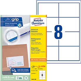 AVERY Zweckform 3660-200 Etiquettes universelles, ultragrip, 97 x 67,7 mm, DP INTERNETMARKE approprié
