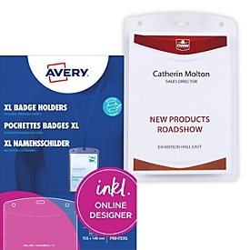 Avery Zweckform 4834XL Pochettes pour badges A6, transparentes, 50 pochettes, 52 étiquettes à insérer


