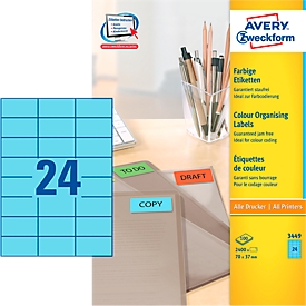 Avery Zweckform etiketten 3449, 70 x 37 mm, 2400 stuks, blauw