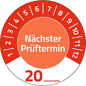 Avery Zweckform inspection sticker 7904 "Next inspection date" 20__for self-inscription, extremely robust, Ø 30 mm, 80 pieces/10 sheets, vinyl film, red