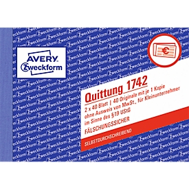 AVERY® Zweckform kwitantie kleine onderneming, zonder btw nr. 1742