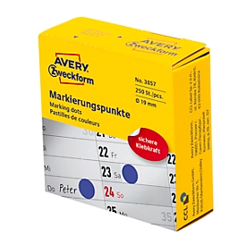 Avery Zweckform markeringspunten dispenserbox, permanent hechtend, diameter 19 mm, blauw