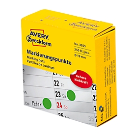 Avery Zweckform markeringspunten dispenserbox - permanent hechtend - diameter 19 mm - groen