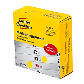 Avery Zweckform Markierungspunkte Spenderbox - permanent haftend - Dm. 19mm - gelb