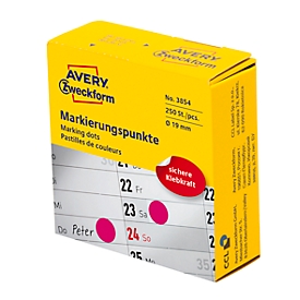 Avery Zweckform Markierungspunkte Spenderbox - permanent haftend - Dm. 19mm - rot