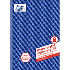 Avery Zweckform Mitarbeiterverpflichtungserklärung nach DSGVO, A4, selbstdurchschreibend, 2x40 Blatt
