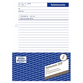 Avery Zweckform Note téléphonique n° 1019, infalsifiable, encollé en tête, microperforé, blanc