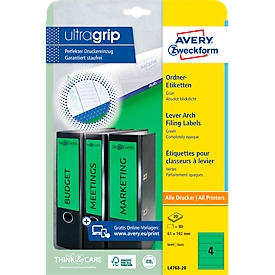 AVERY® Zweckform Ordner-Etiketten, ultragrip, breit, grün, 80 Stück