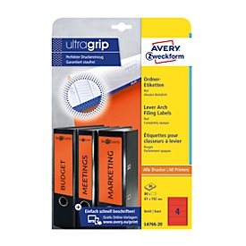 AVERY® Zweckform Ordner-Etiketten, ultragrip, breit, rot, 80 Stück