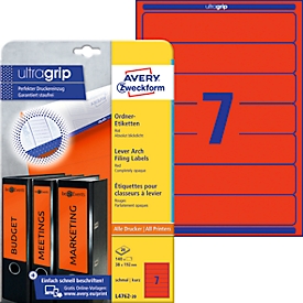 AVERY® Zweckform Ordner-Etiketten, ultragrip, schmal, rot, 140 Stück
