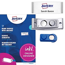 Avery Zweckform POL20MA66-20DR Namensschilder 68 x 22 mm, Edelstahl-Optik, magnetisch, 24 Schilder


