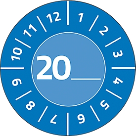 Avery Zweckform testbadges met jaartal 20xx, Ø 30 mm, PVC-folie op papier, blauw
