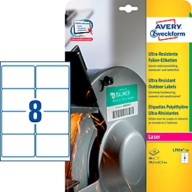 AVERY® Zweckform Ultra-Resistente Folien-Etiketten L7914-10, 99,1 x 67,7 mm, 80 Etiketten