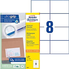 AVERY Zweckform Universal-Etiketten 3427, ultragrip, 105 x 74 mm, 800 Stück