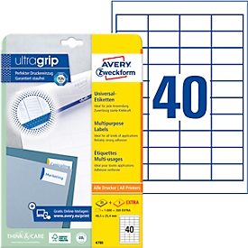AVERY® Zweckform universal labels 4780, ultra grip, 48.5 x 25.4 mm, 1000 + 200 pieces