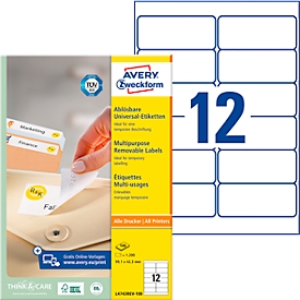 Avery Zweckform universele etiketten, 100 etiketten, 99,1 x 42,3 mm, verwijderbaar