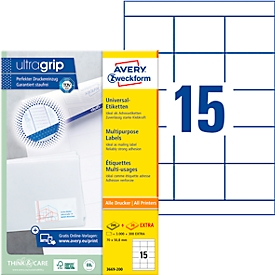 Avery Zweckform universele etiketten 3669-200, ultragrip, 3000 + 300 stuks