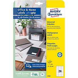 Avery Zweckorm® étiquettes multi-usages, 6122,  70 x 36 mm, 240 étiquettes/10 feuilles