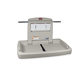 Baby-Wickelstation Rubbermaid®, für die horizontale Wandmontage, antimikrobiell, klappbar, Ablage, Halterung für bis zu 40 Unterlagen, PP, weiß