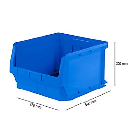 Bac à bec SSI Schaefer série PROFI LF 543, PP-plastique, L 520/450 mm x l 470/450 mm x H 300 mm, 57 l, bleu
