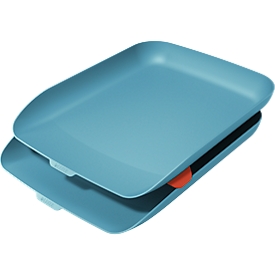 Bac à courrier Cosy Leitz®, pour documents A4, empilable, lot de 2, bleu