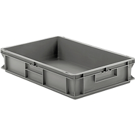 Bac à empiler Euro EF 6120 - polypropylène - L 600 x l. 400 x H 120 mm - 23,3 L - poignées fermées - gris