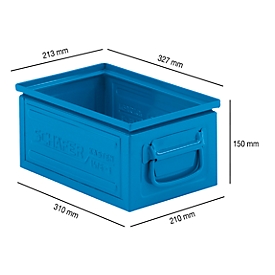 Bac à empiler série ST14/6-3, en acier, capacité 9,3 L, idéale pour les marchandises lourdes, bleue