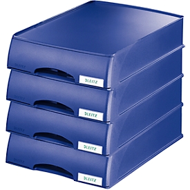 Bac à tiroir Plus LEITZ®, format A4, plastique, 4 p., bleu